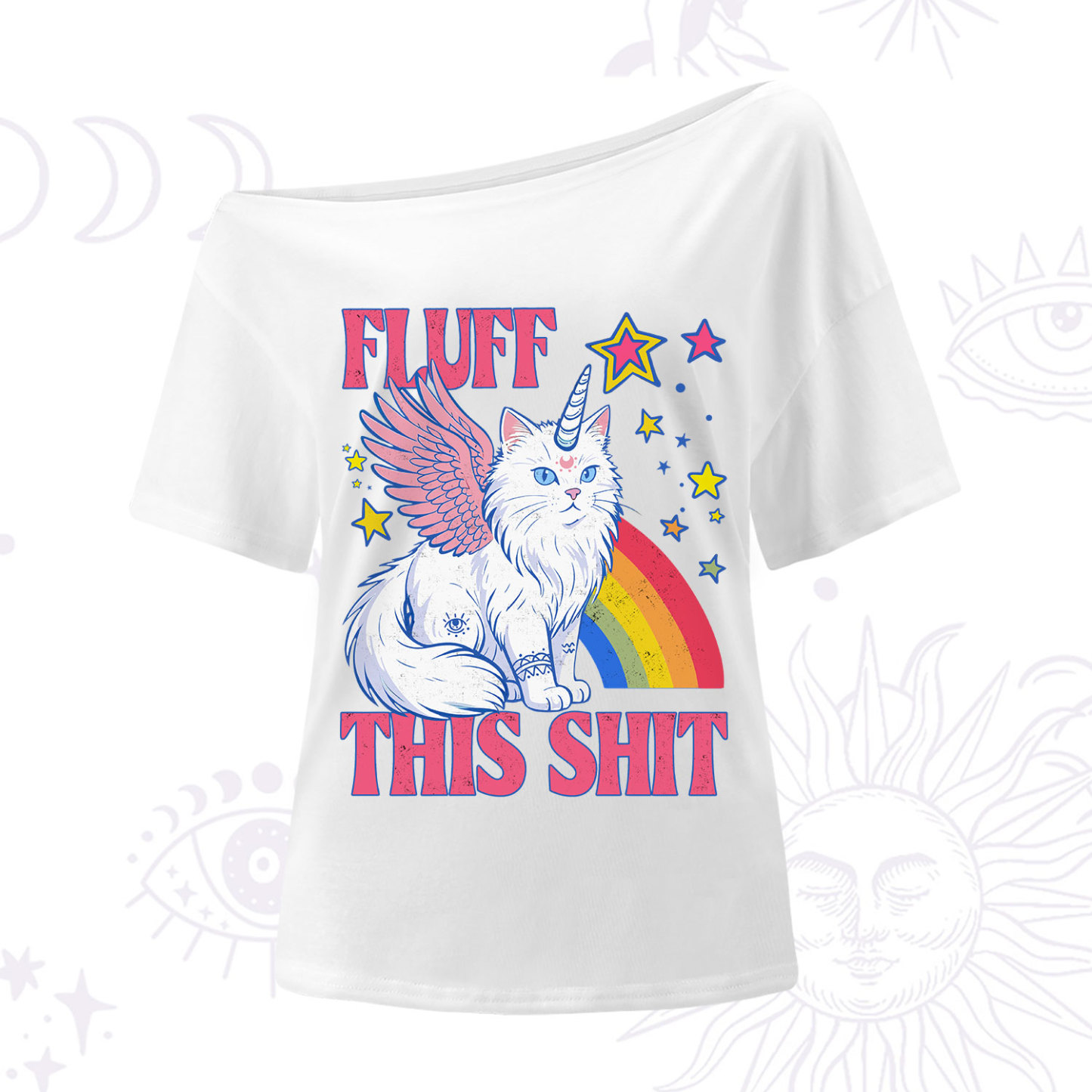 Purplehecate Fluff This Sh*t Cat One Shoulder T-Shir