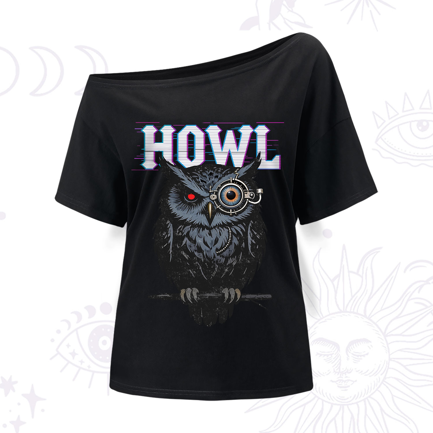 Purplehecate Howl Owl One Shoulder T-Shirt