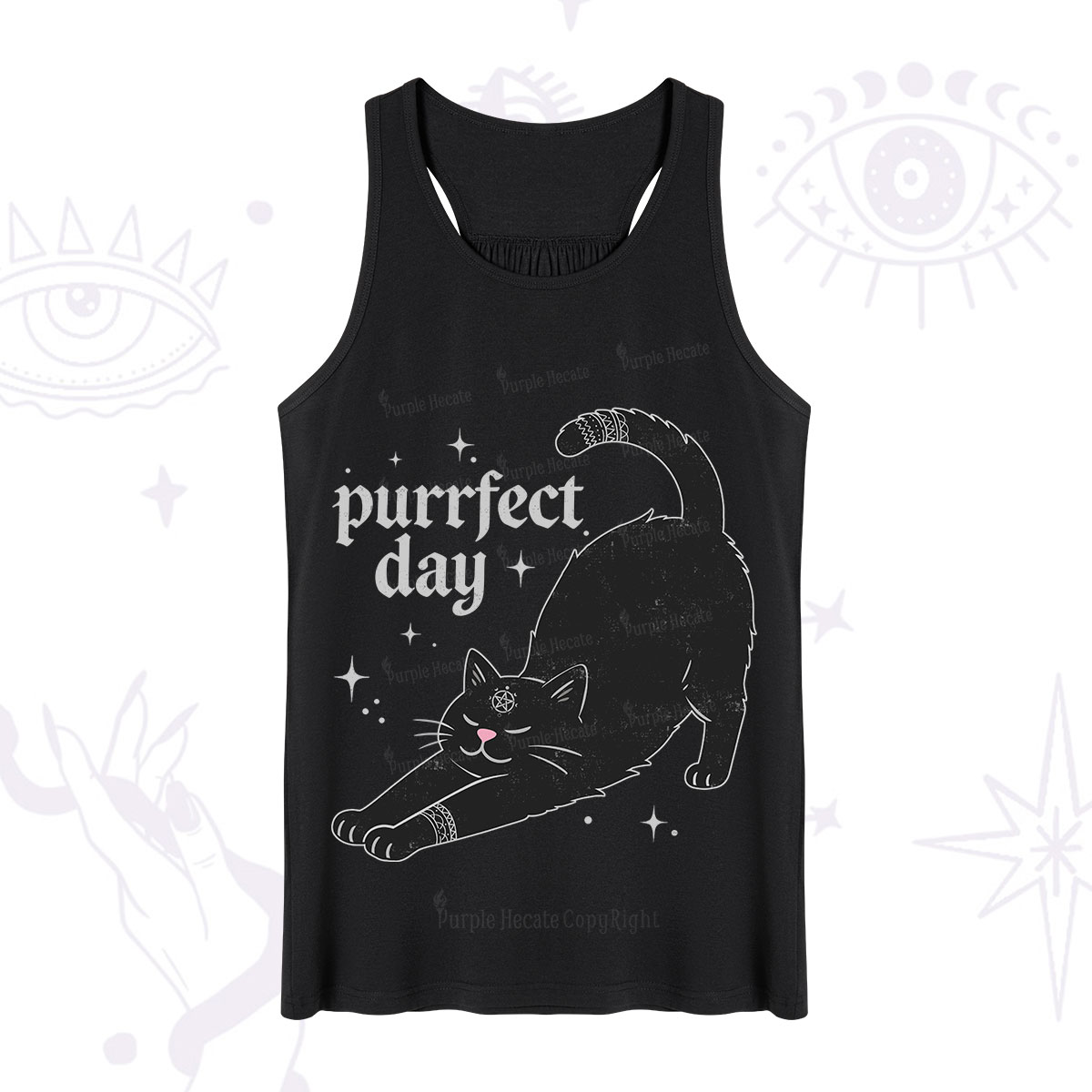 Purplehecate Purrfect Day Black Cat Tank