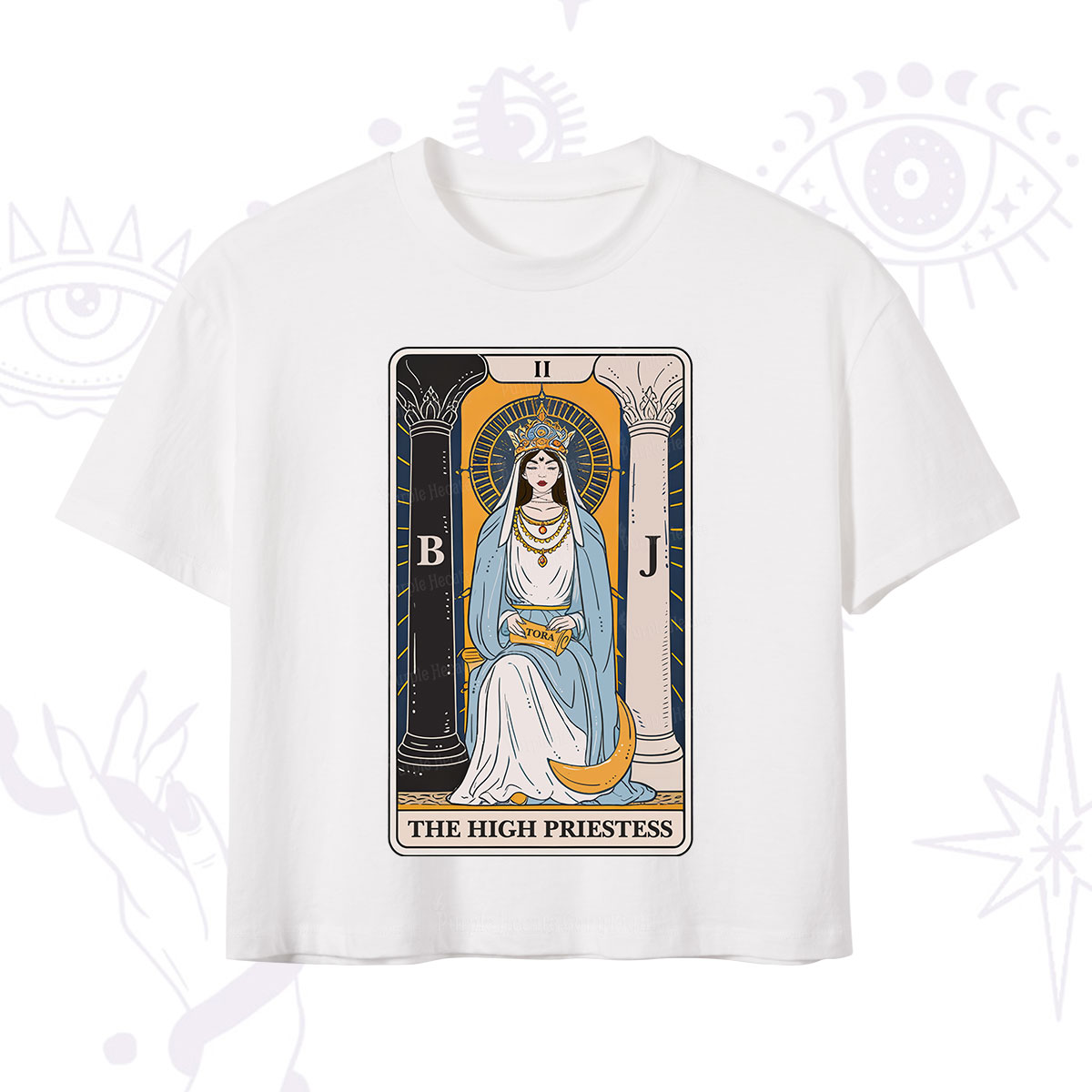 Purplehecate The High Priestess Tarot Card Crop T-Shirt
