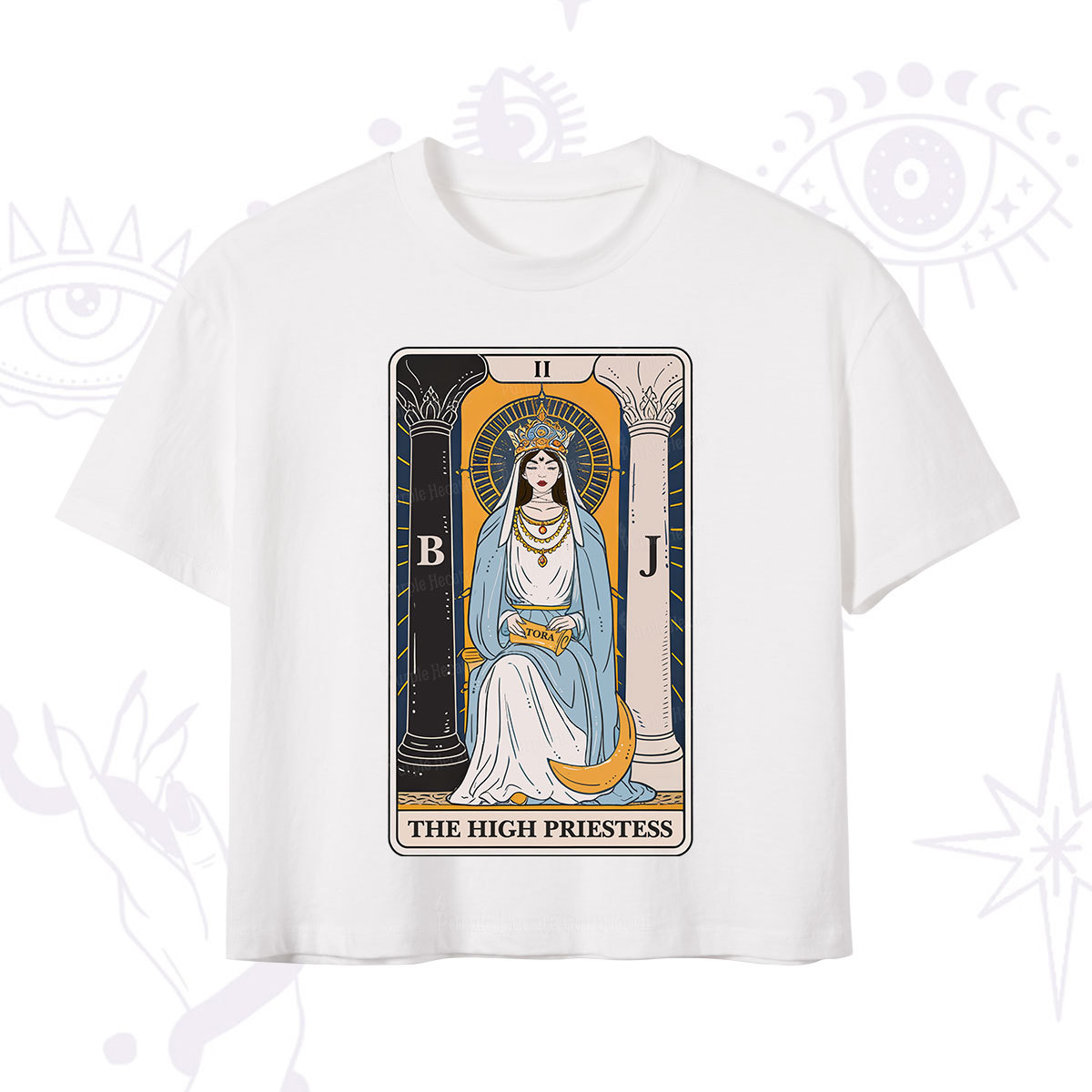 Purplehecate The High Priestess Tarot Card Crop T-Shirt