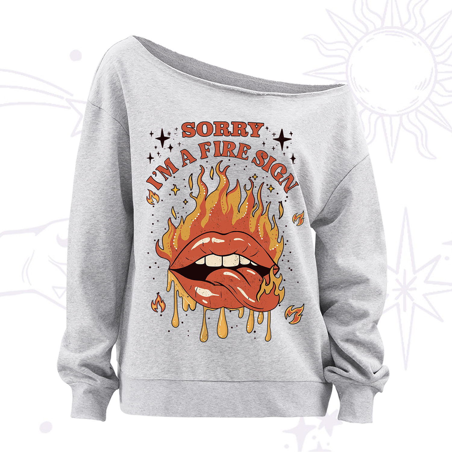 Purplehecate Sorry I'm A Fire Sign Off The Shoulder Sweatshirt
