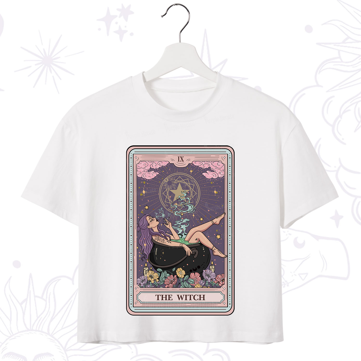 Purplehecate The Witch Tarot Card Crop T-Shirt