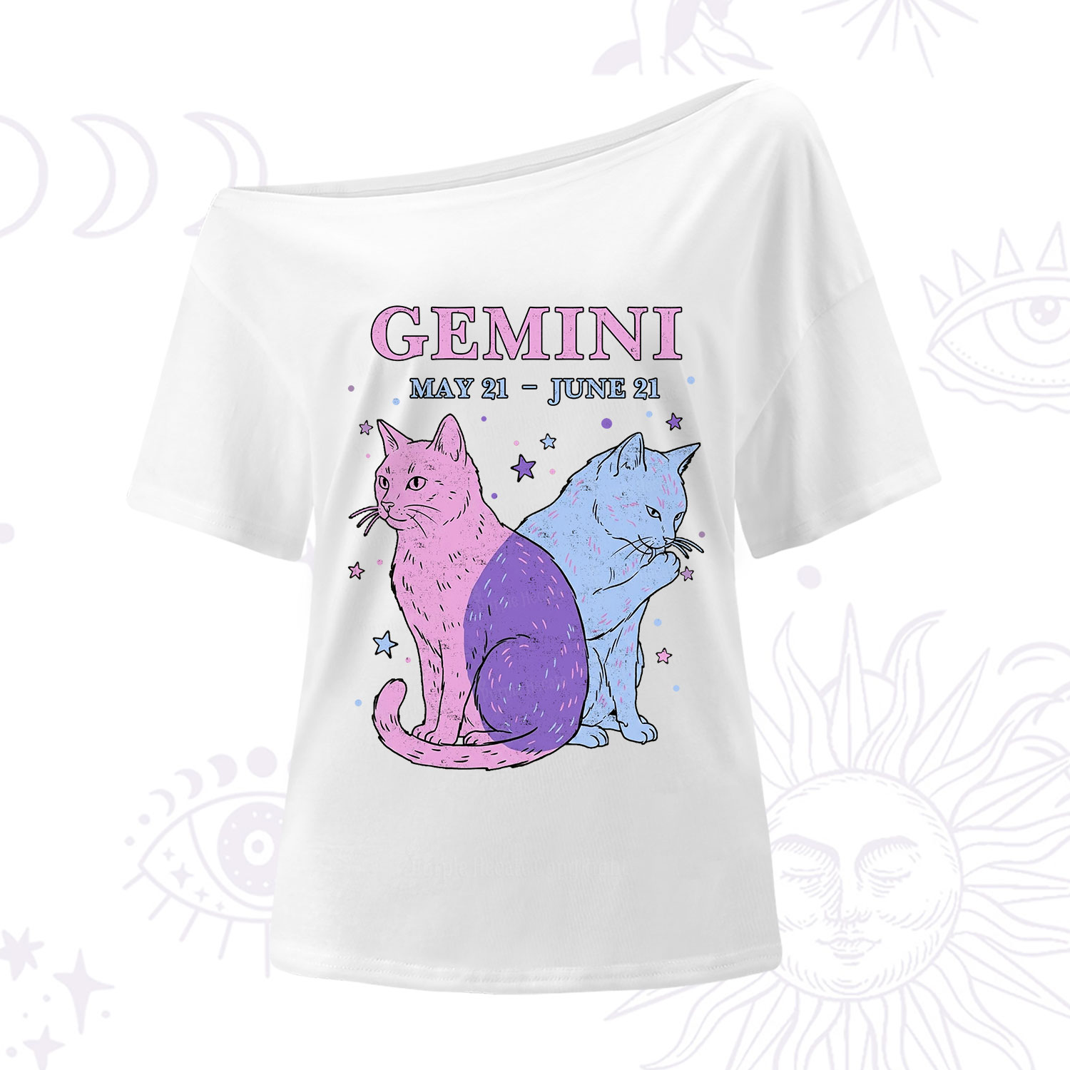 Purplehecate Gemini Zodiac Cats One Shoulder T-Shirt