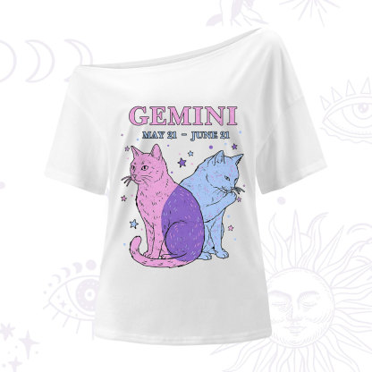 Purplehecate Gemini Zodiac Cats One Shoulder T-Shirt