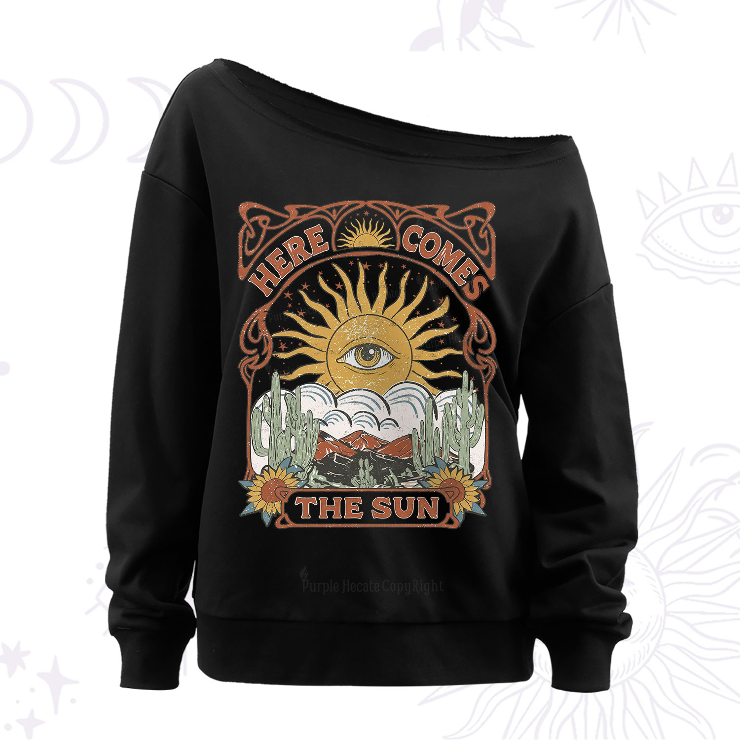 Purplehecate Here Comes The Sun Off The Shoulder Sweatshirt