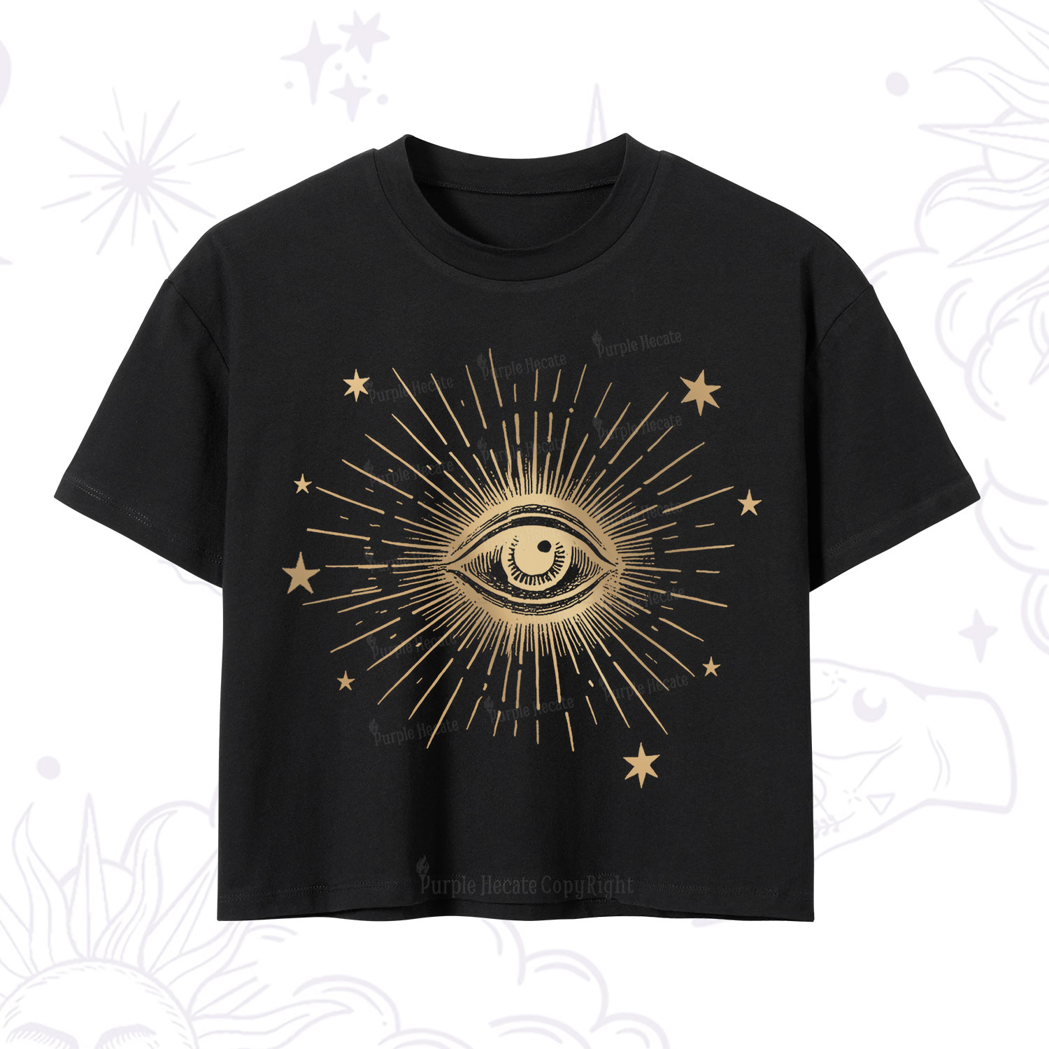 Purplehecate Celestial Eye with Stars Crop T-Shirt