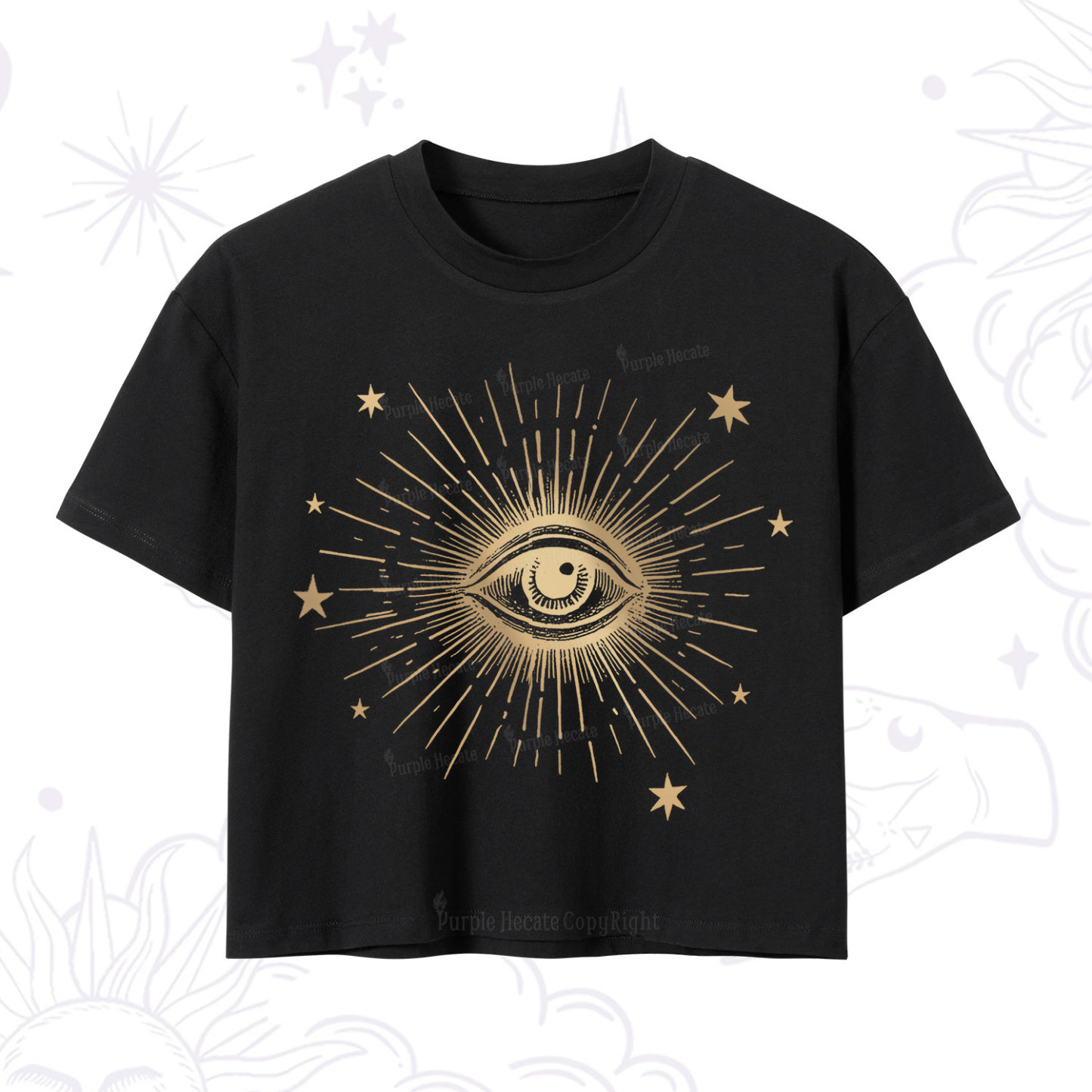 Purplehecate Celestial Eye with Stars Crop T-Shirt