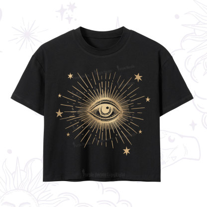 Purplehecate Celestial Eye with Stars Crop T-Shirt