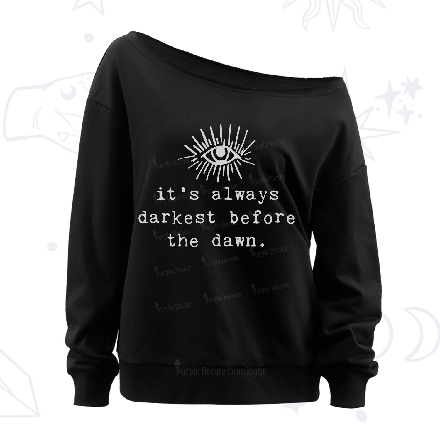 Purplehecate It's Always Darkest Before Dawn Off The Shoulder Sweatshirt