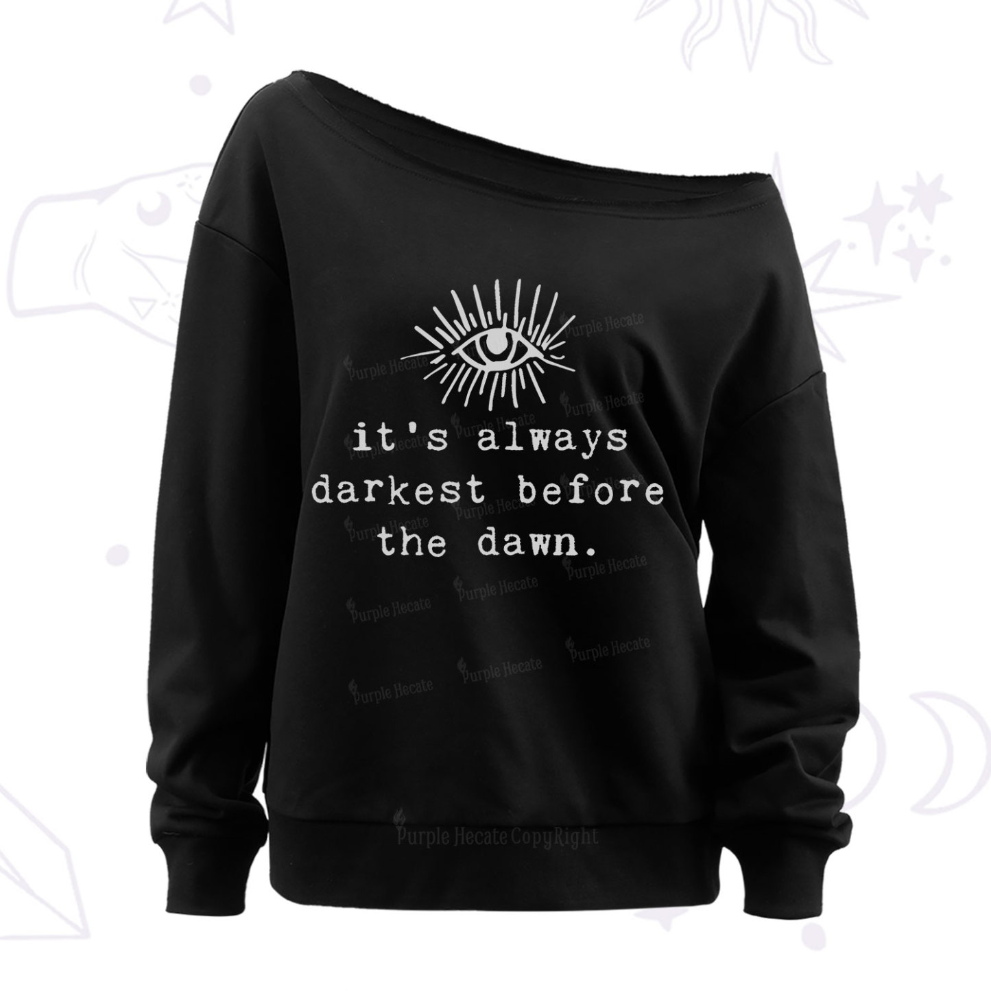 Purplehecate It's Always Darkest Before Dawn Off The Shoulder Sweatshirt