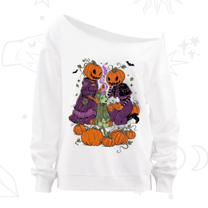 Purplehecate Spooky Witch Pumpkin Patch Off The Shoulder Sweatshirt