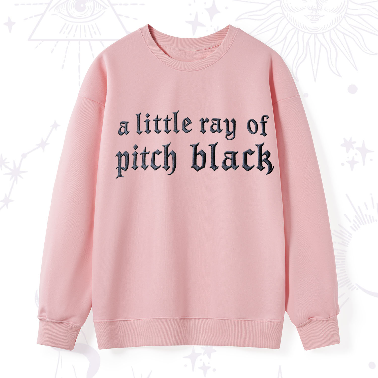 Purplehecate A Little ray of Pitch Black Embroidered Sweatshirt