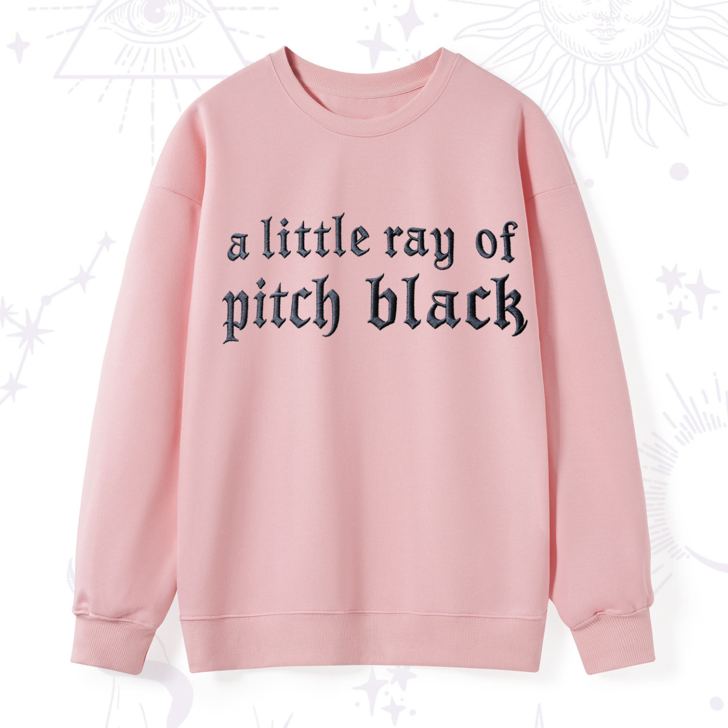 Purplehecate A Little ray of Pitch Black Embroidered Sweatshirt