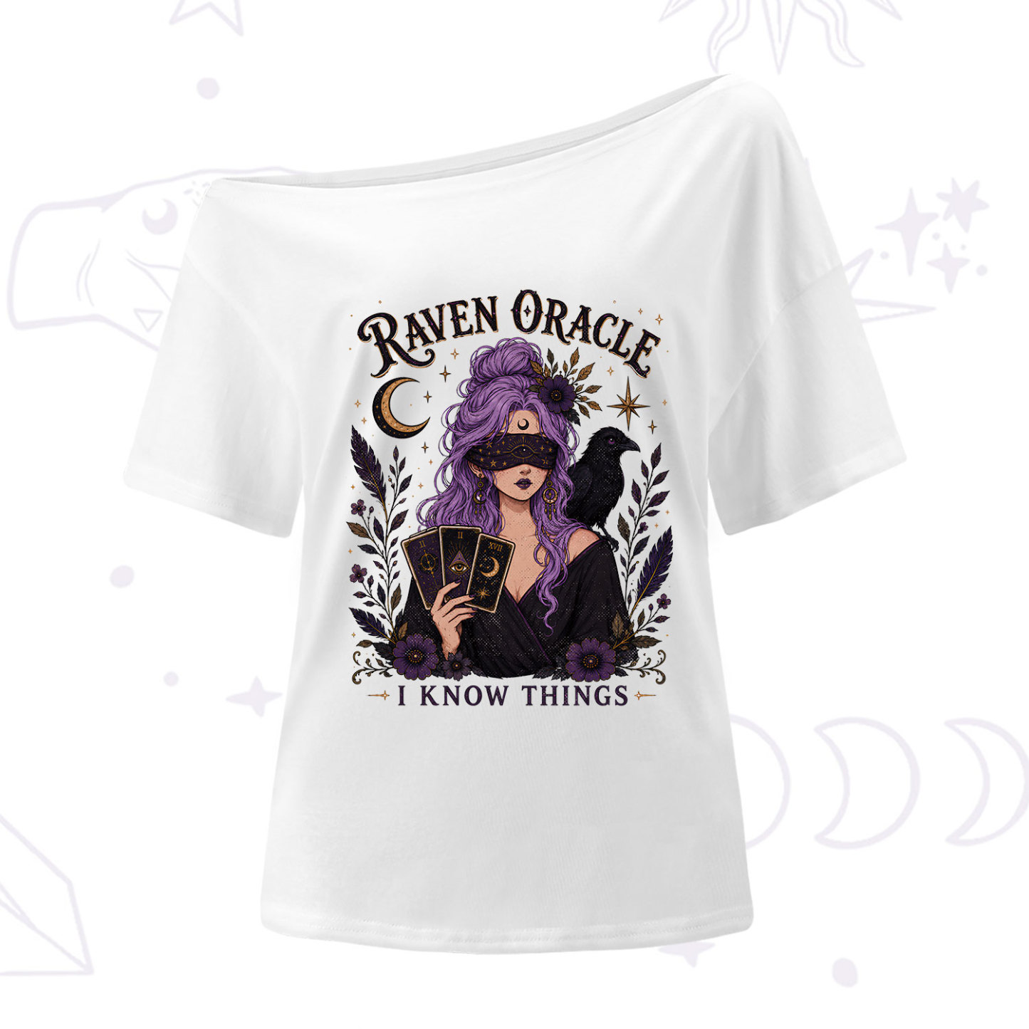 Purplehecate Raven Oracle I Know Things Witchy One Shoulder T-Shirt
