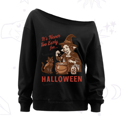 Purplehecate Never too Early for Halloween Off The Shoulder Sweatshirt