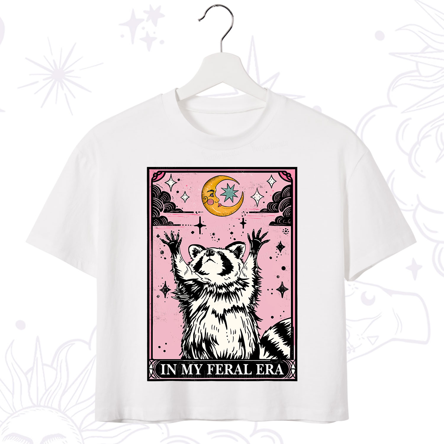 Purplehecate The In My Feral Era Tarot Raccoon Crop T-Shirt