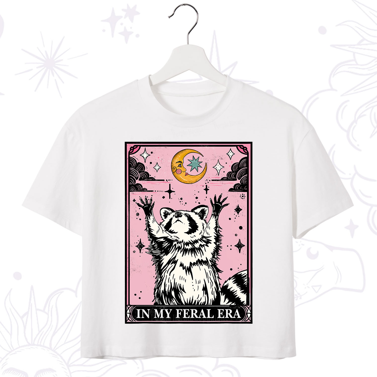Purplehecate The In My Feral Era Tarot Raccoon Crop T-Shirt