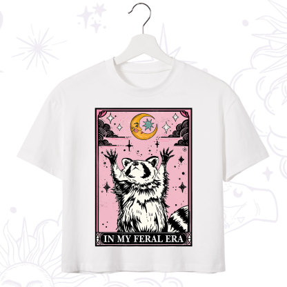 Purplehecate The In My Feral Era Tarot Raccoon Crop T-Shirt