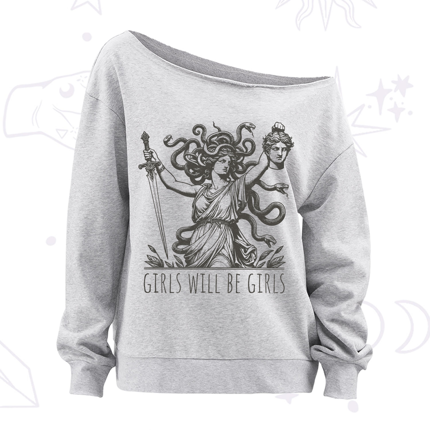 Purplehecate Girls Will Be Girls Medusa Off The Shoulder Sweatshirt