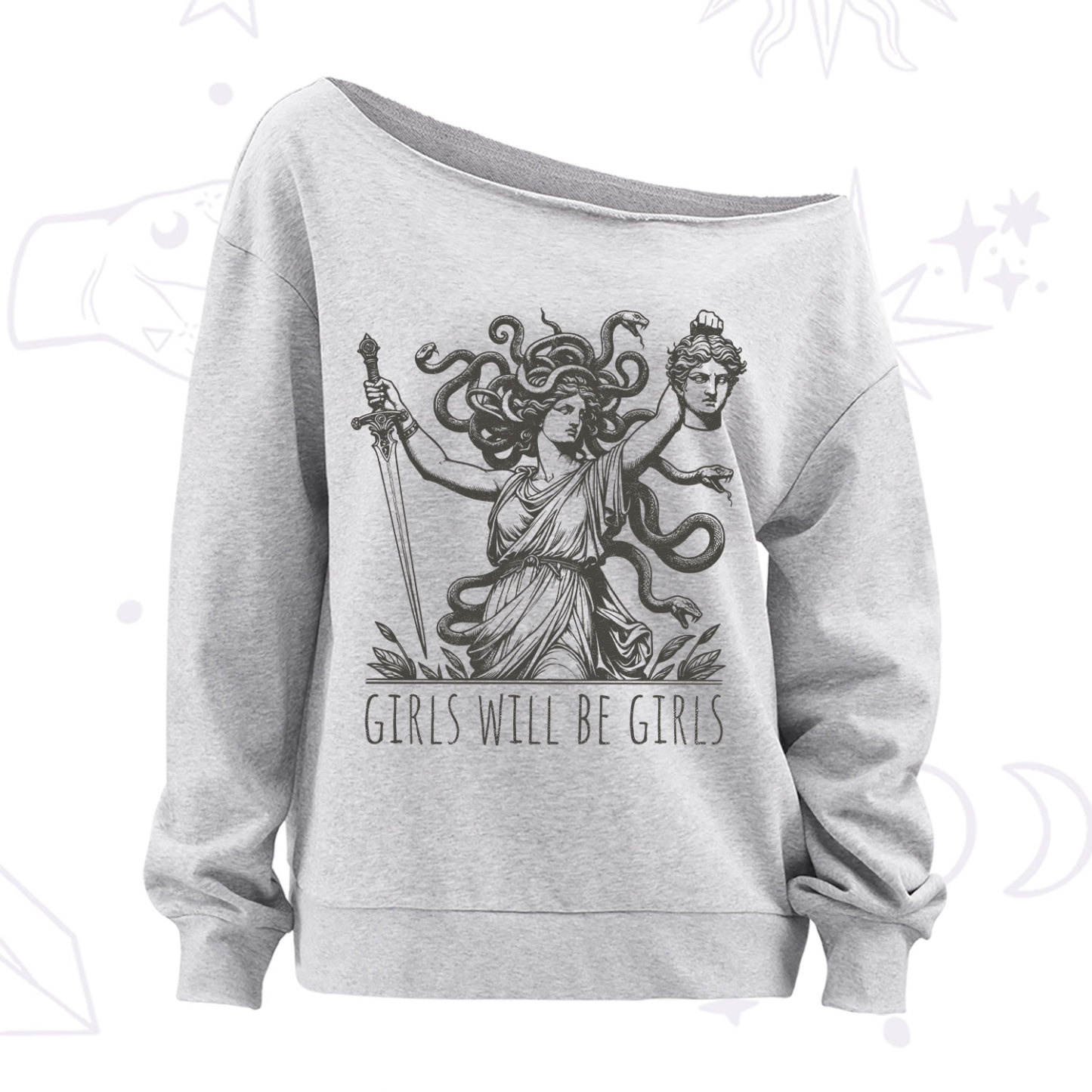 Purplehecate Girls Will Be Girls Medusa Off The Shoulder Sweatshirt