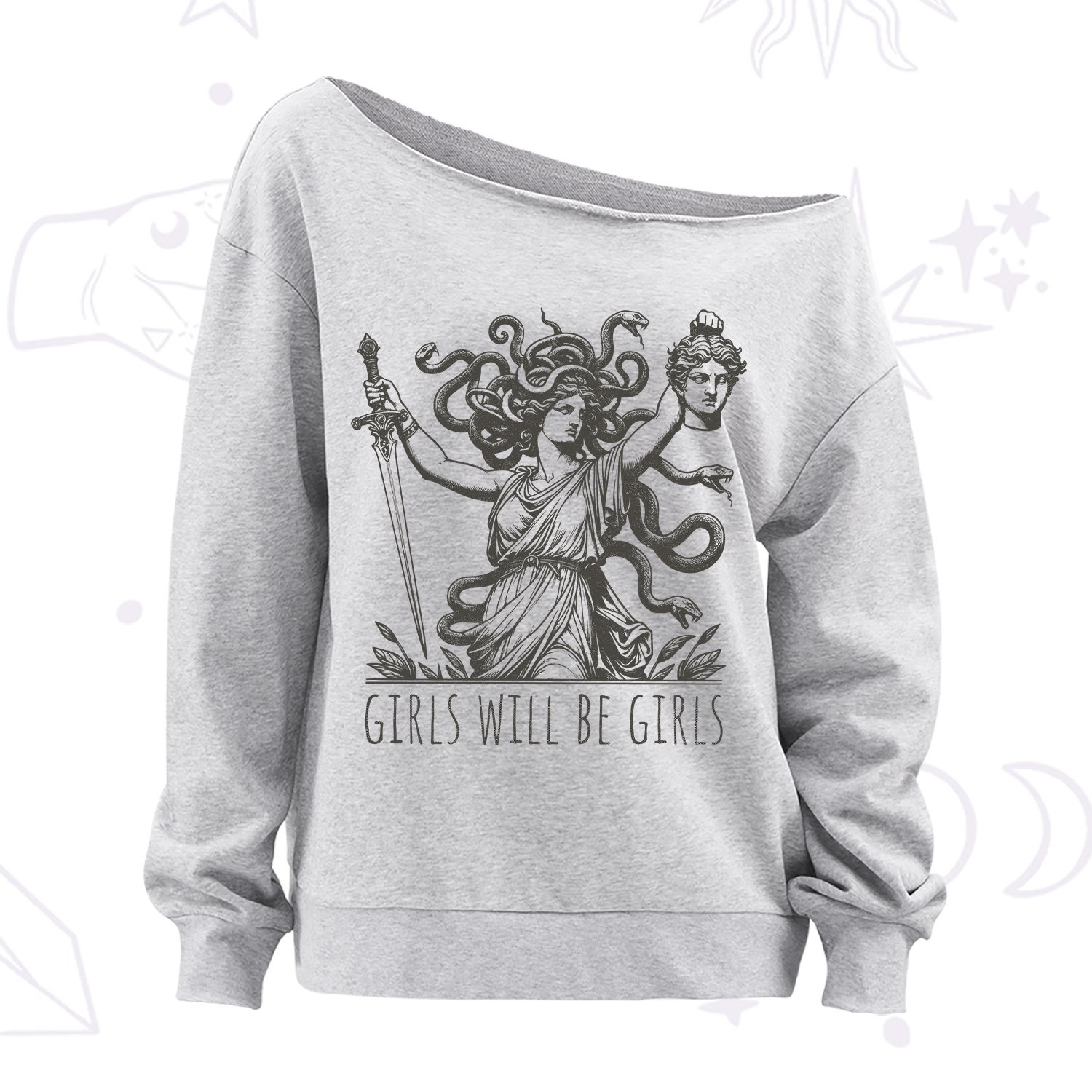 Purplehecate Girls Will Be Girls Medusa Off The Shoulder Sweatshirt