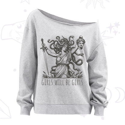 Purplehecate Girls Will Be Girls Medusa Off The Shoulder Sweatshirt