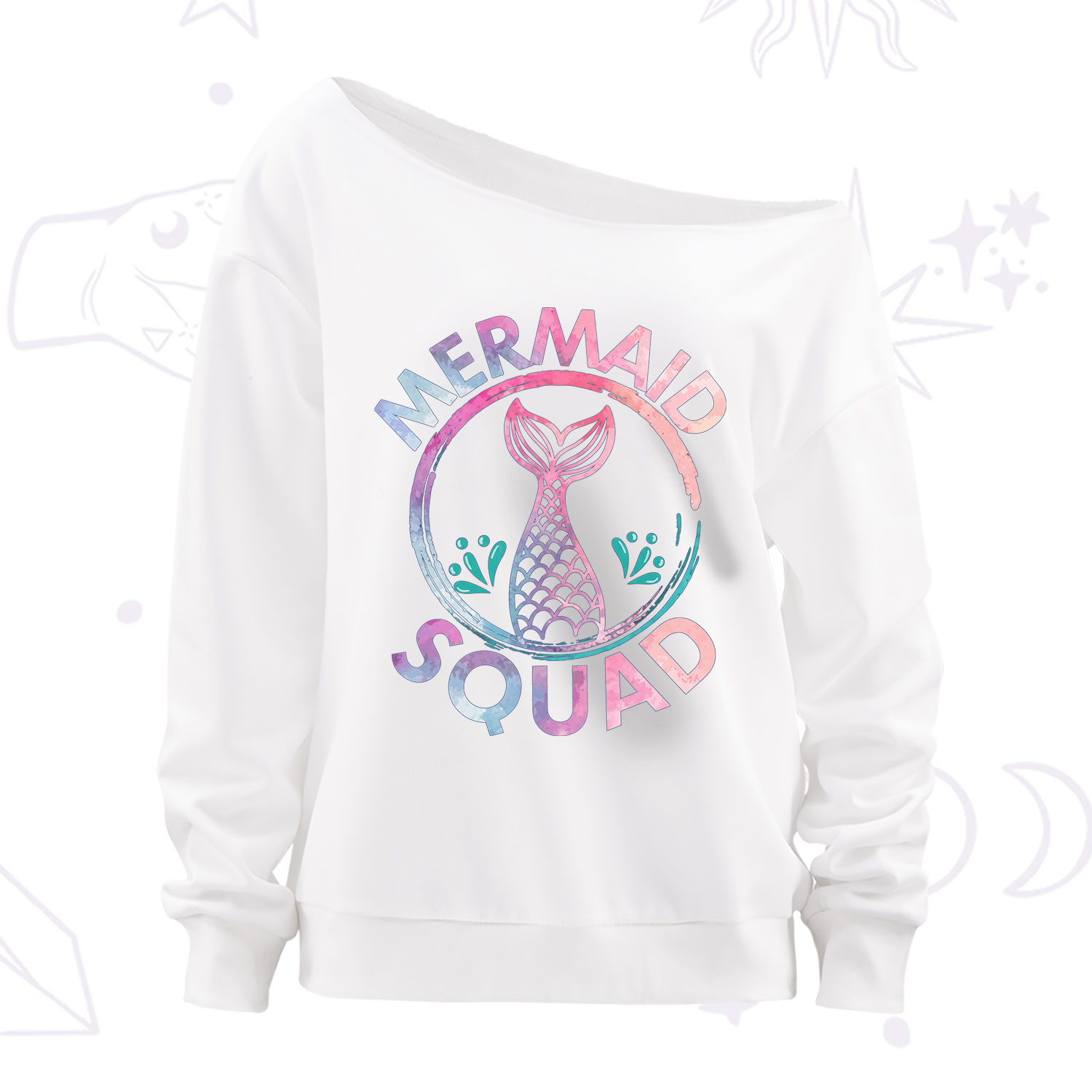Purplehecate Mermaid Squad Off The Shoulder Sweatshirt