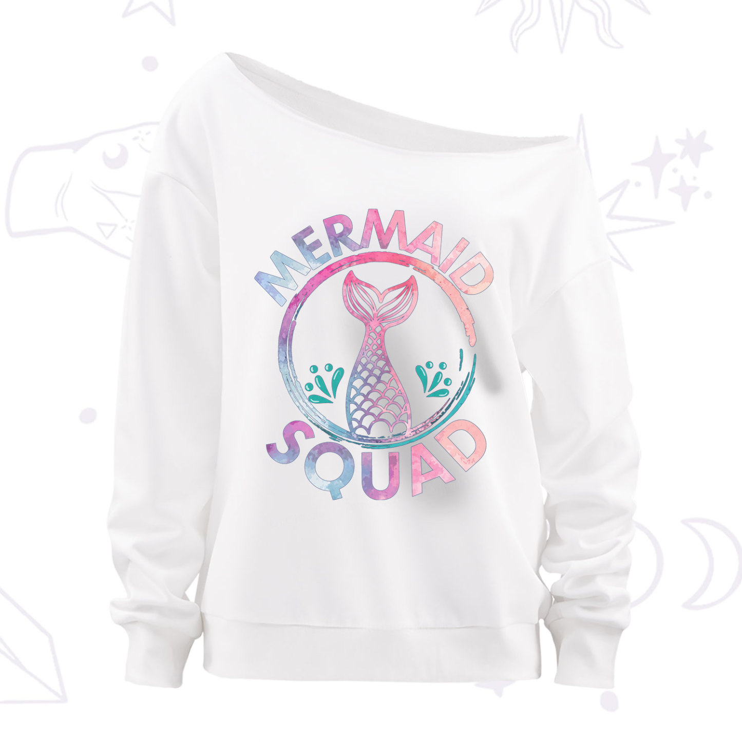Purplehecate Mermaid Squad Off The Shoulder Sweatshirt