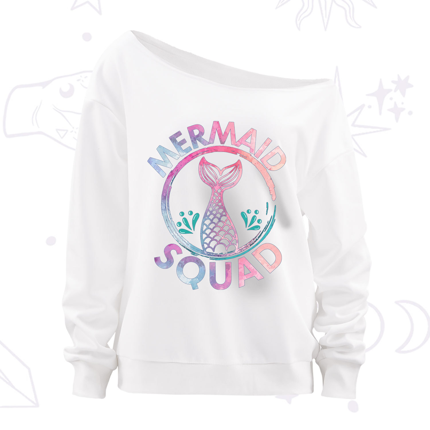 Purplehecate Mermaid Squad Off The Shoulder Sweatshirt