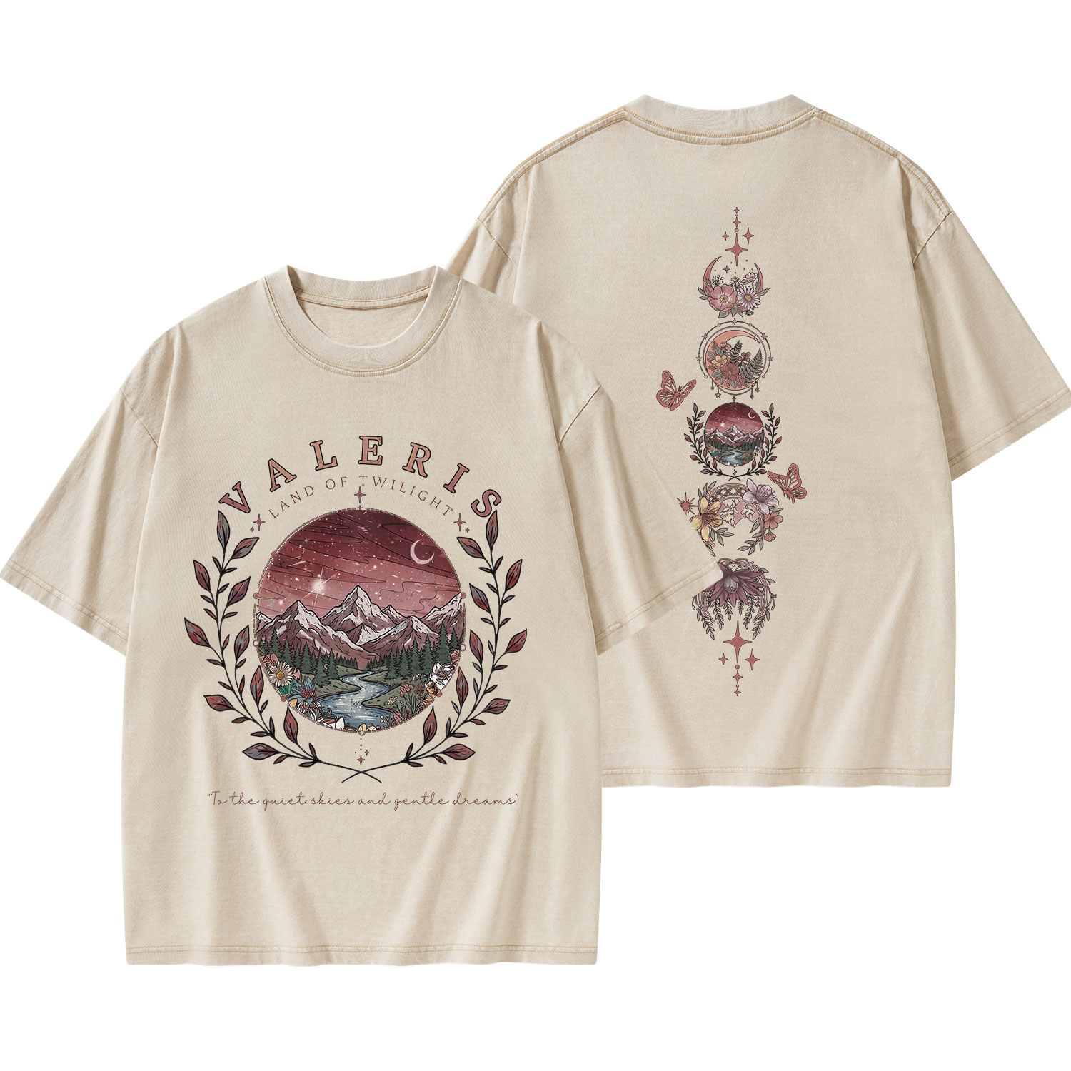Purplehecate Mystic Mountain Moon Phases Washed T-Shirt