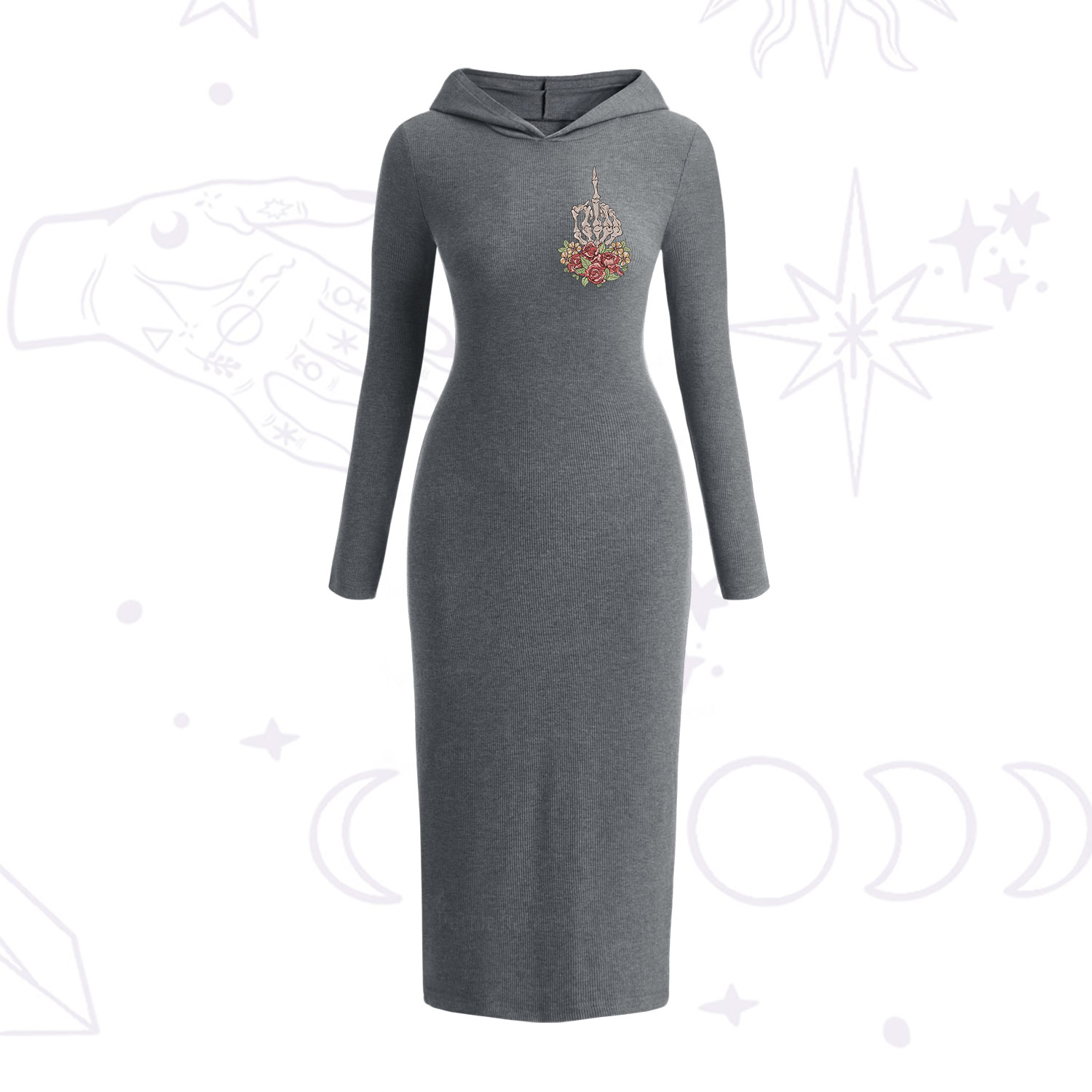 Purplehecate The Zero Of Fucks Tarot Hooded Knit Dress