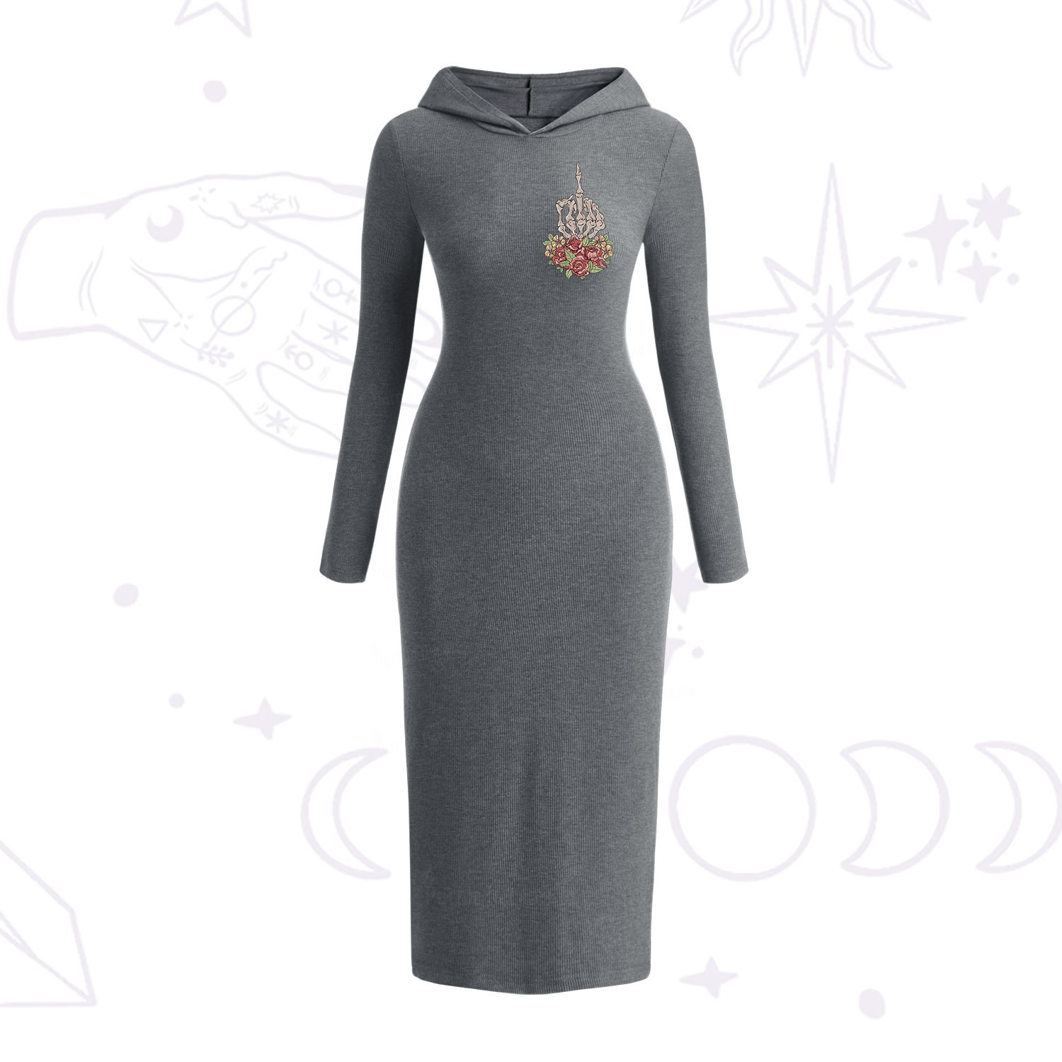 Purplehecate The Zero Of Fucks Tarot Hooded Knit Dress