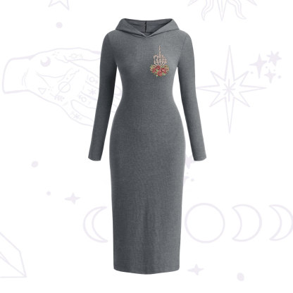 Purplehecate The Zero Of Fucks Tarot Hooded Knit Dress