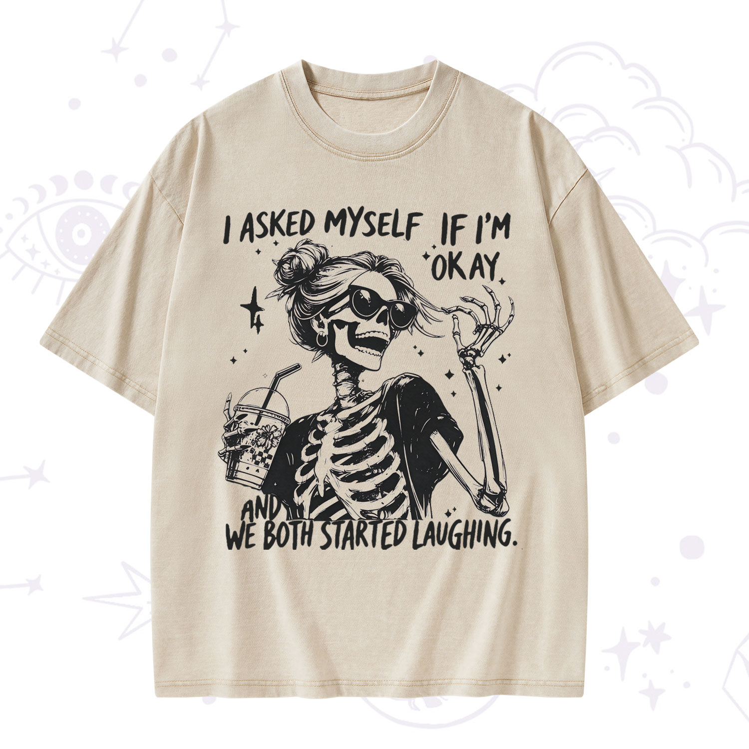 Purplehecate I Asked Myself If I'm Okay Skeleton Washed T-Shirt