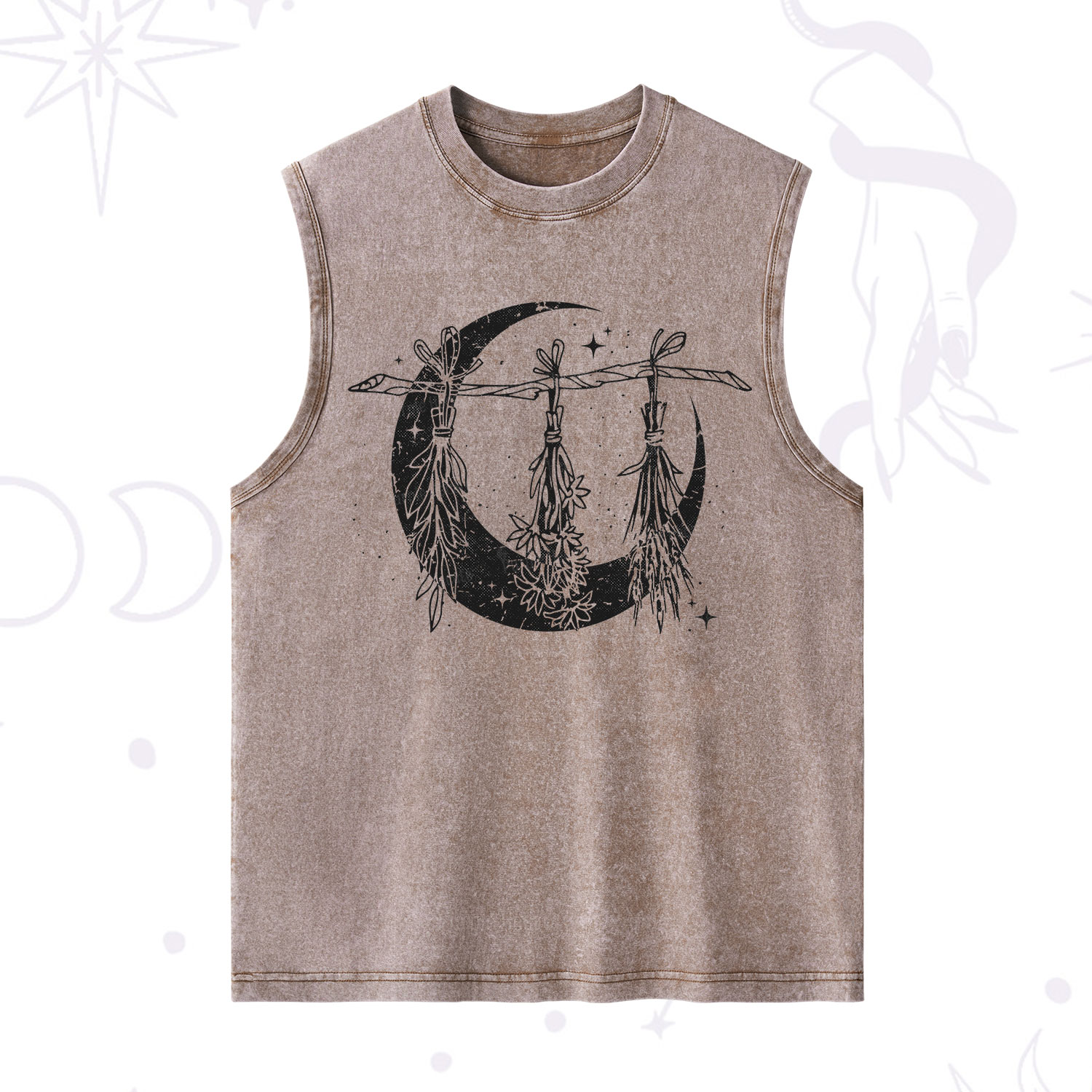 Purplehecate Witchy Moon Herbs Washed Tank