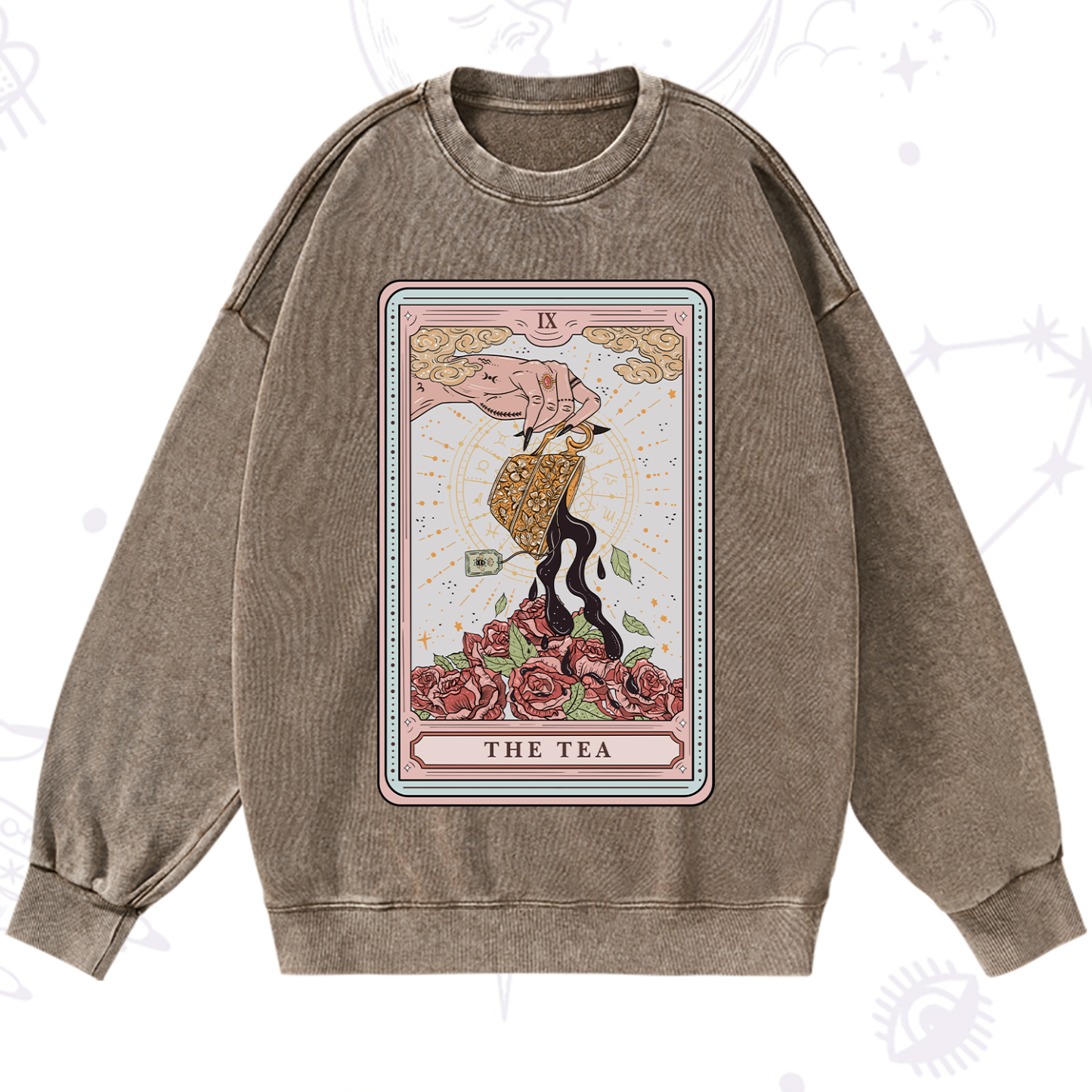 Purplehecate The Tea Tarot Washed Sweatshirt