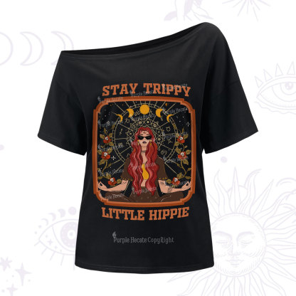 Purplehecate Stay Trippy Little Witchy Hippie-Shoulder T-Shirt