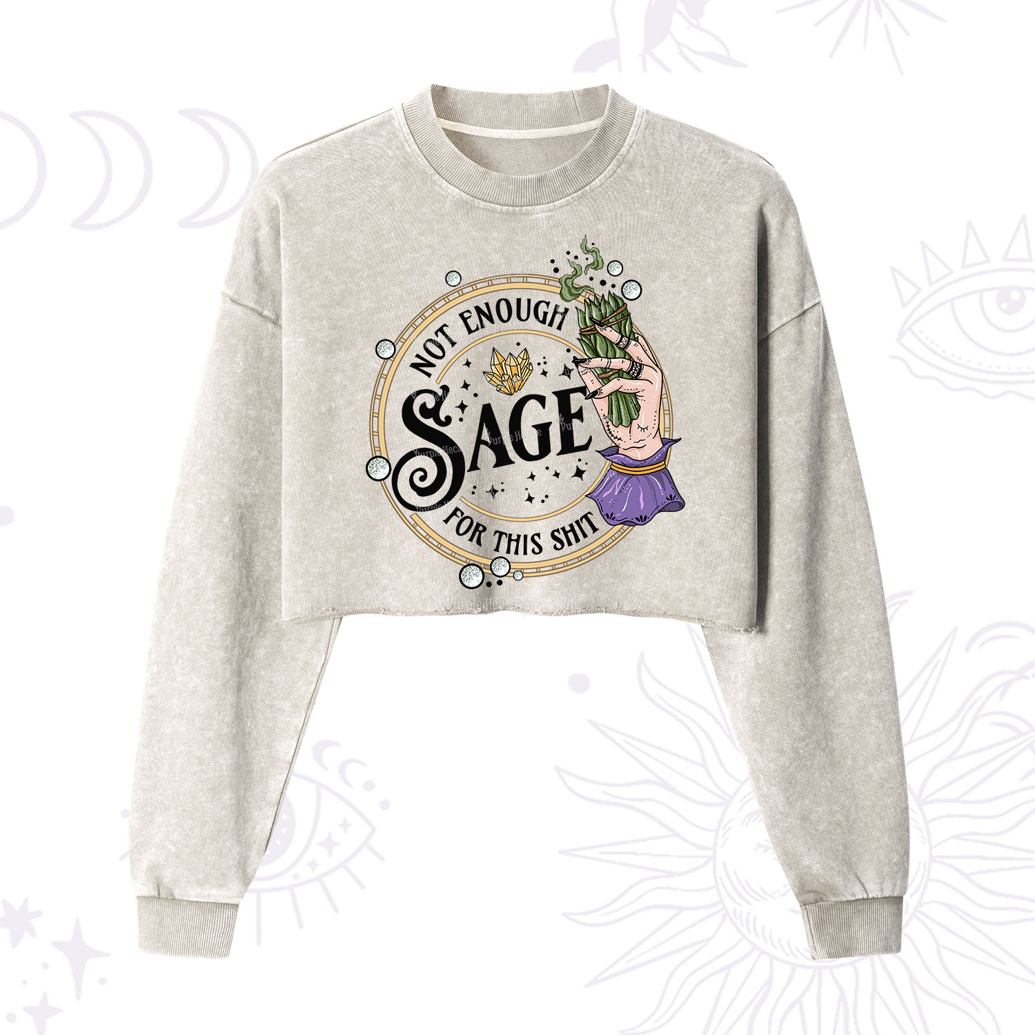 Purplehecate Not Enough Smudge for This Shit Cropped Washed Sweatshirt