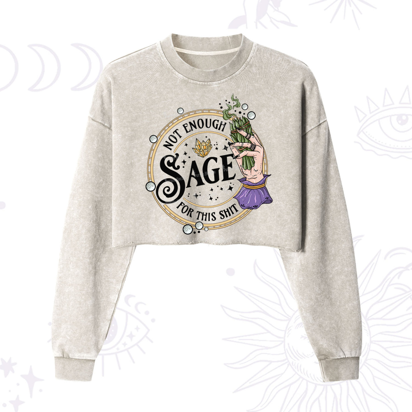 Purplehecate Not Enough Smudge for This Shit Cropped Washed Sweatshirt