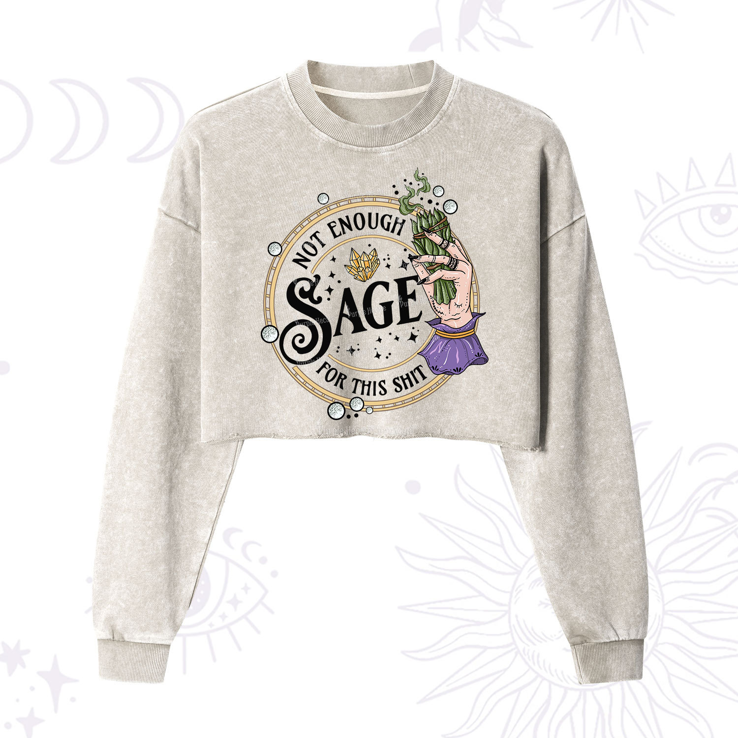 Purplehecate Not Enough Smudge for This Shit Cropped Washed Sweatshirt