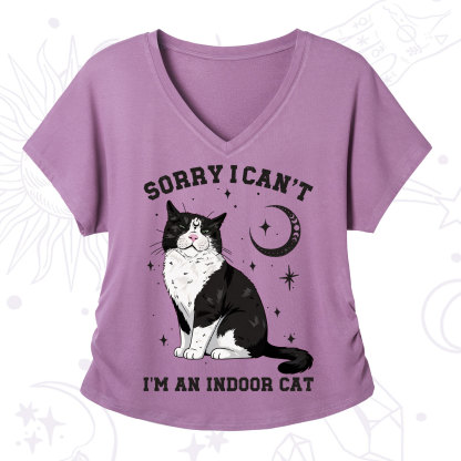 Purplehecate Sorry I Can't Go I'm an Indoor Cat V-Neck T-Shirt