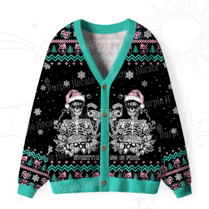 Purplehecate Everything Is Fine Christmas Ugly Cardigan Sweaters