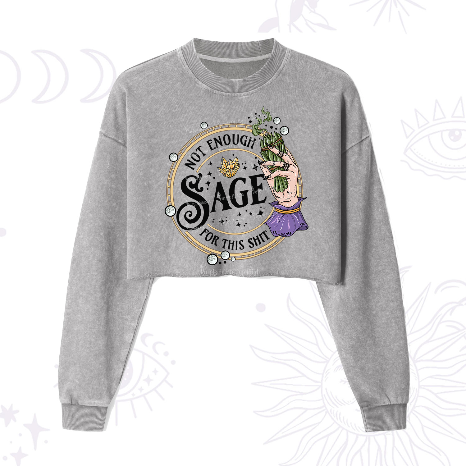 Purplehecate Not Enough Smudge for This Shit Cropped Washed Sweatshirt