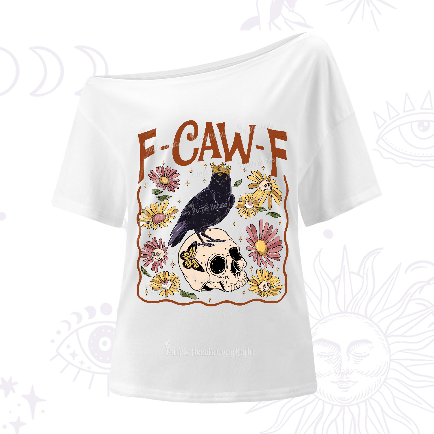 Purplehecate Funny F-Caw-F Crow-Shoulder T-Shirt