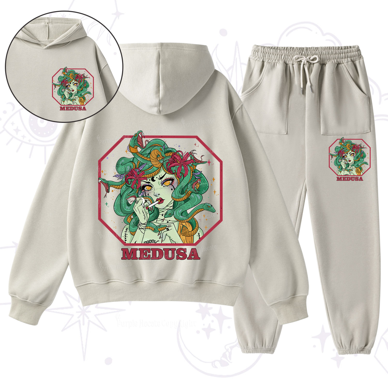 Purplehecate The Greek Goddess Medusa Fleece Hoodie Suit
