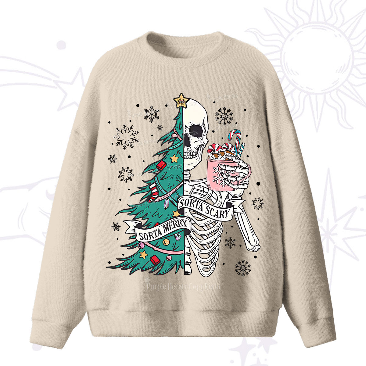 Purplehecate Sorta Merry Sorta Scary Christmas Fuzzy Sweater