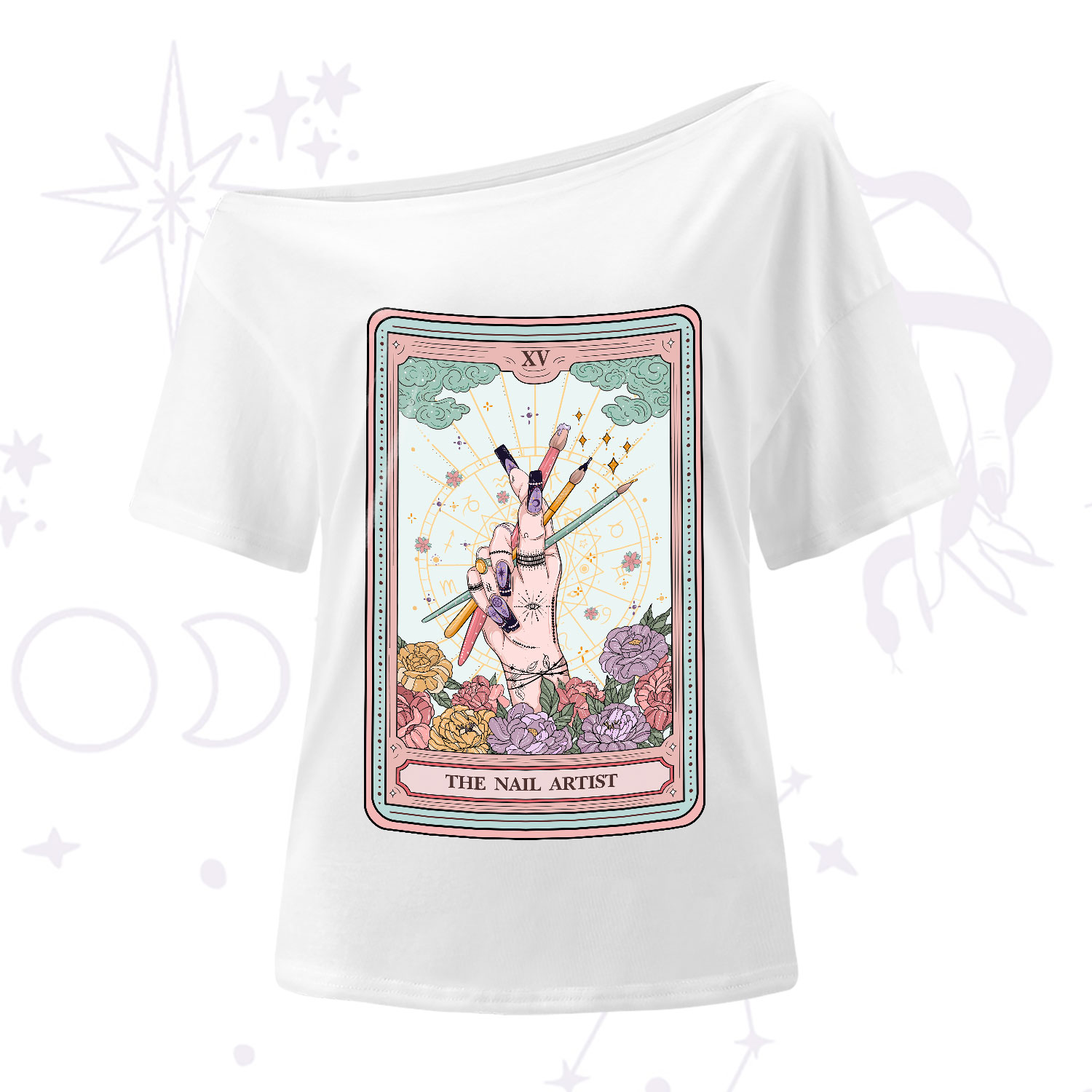 Purplehecate The Enchanted Nail Artist Tarot Card One-Shoulder T-Shirt