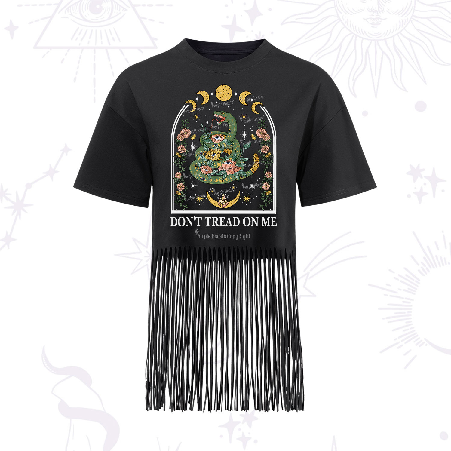 Purplehecate Don't Tread On Me Fringe Hem T-Shirt