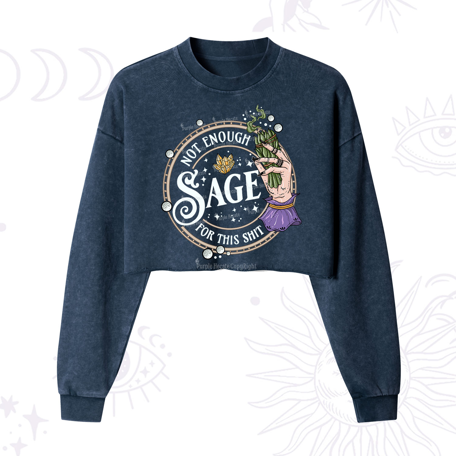 Purplehecate Not Enough Smudge for This Shit Cropped Washed Sweatshirt